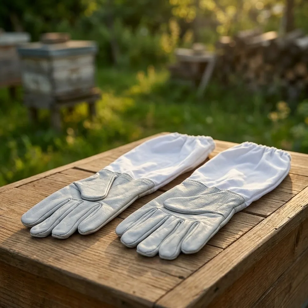 Long Sleeve Beekeeping= Gloves Breathable Goat Leather Protective Gear For Sting Safety XL XXL Leather For Hive Protection=