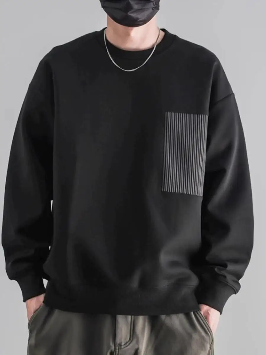 camiseta-casual-masculina-de-manga-longa-com-gola-redonda-estampa-solta-peca-Unica-nao-e-um-conjunto-de-tres-pecas