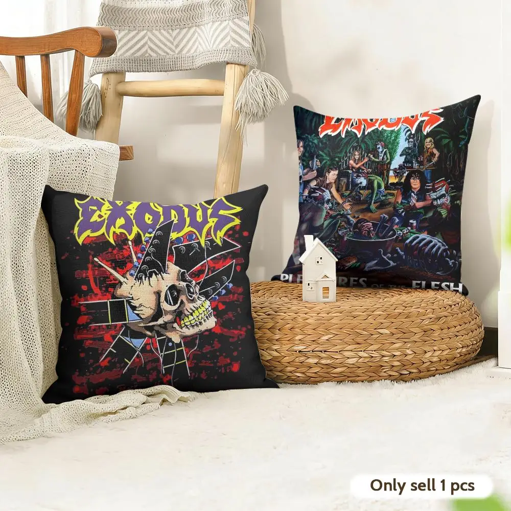 Band E-Exodus Cushion Cover Natural Linen Organic Fabric Double-Sided Printing Sofa Home Decor Gift Pillow Case