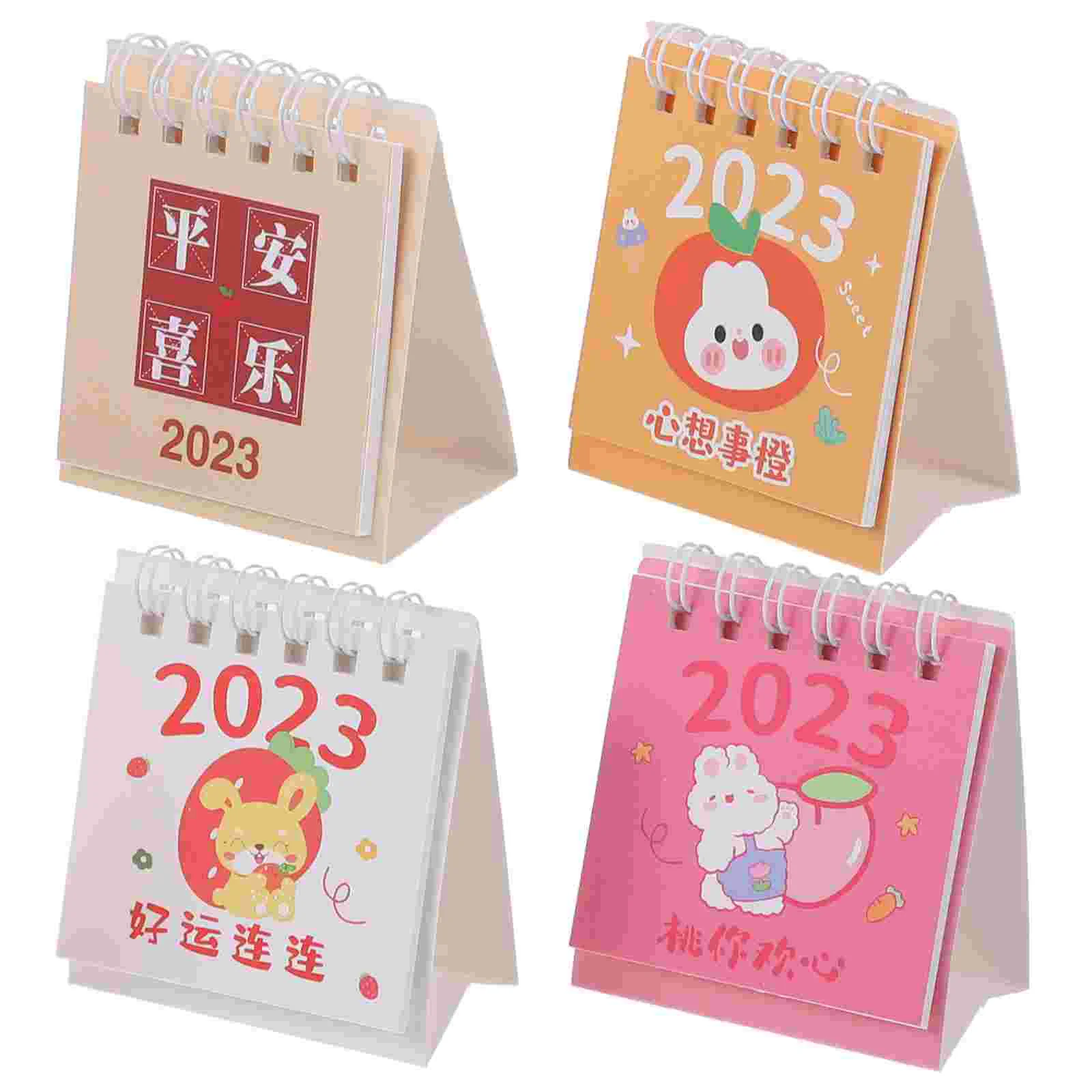 4 Pcs Christmas Desk Calendar 2023 Small Mini Spiral Pocket Calendars Decor Flipped