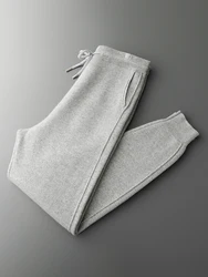 Men's Cashmere Pants Thick Sweatpants 100% Merino Wool Knit Autumn Winter Smart Casual Wool Trousers