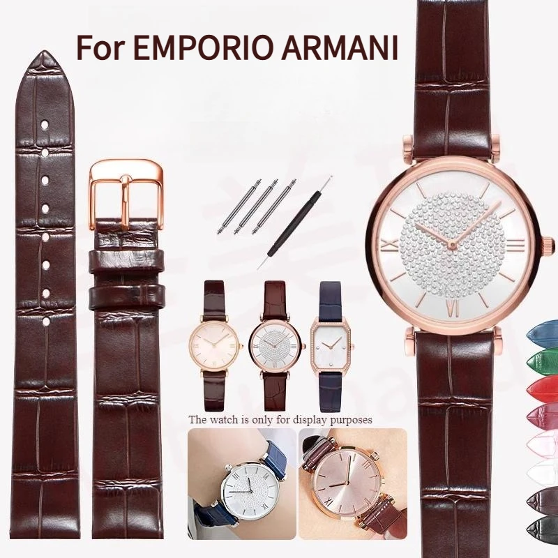 Correa de reloj de cuero para mujer Original Emporio Armani AR80040 11424 1911 60066 ROSA AR11356 11434 Correa de reloj de capa superior de piel de vaca
