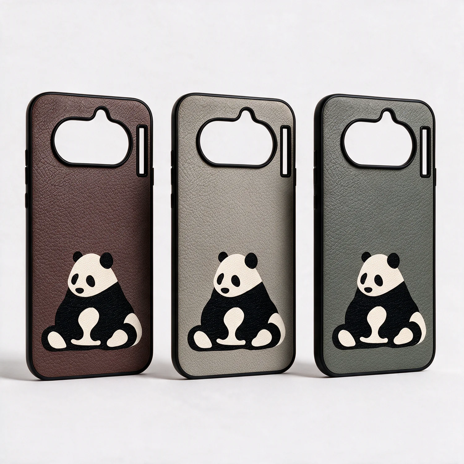 For Nothing Phone 3a 4a Case with Cat  Pattern Design Luxury Genuine Leather Phone Shockproof Panda Anti-fall Women Cases Cover