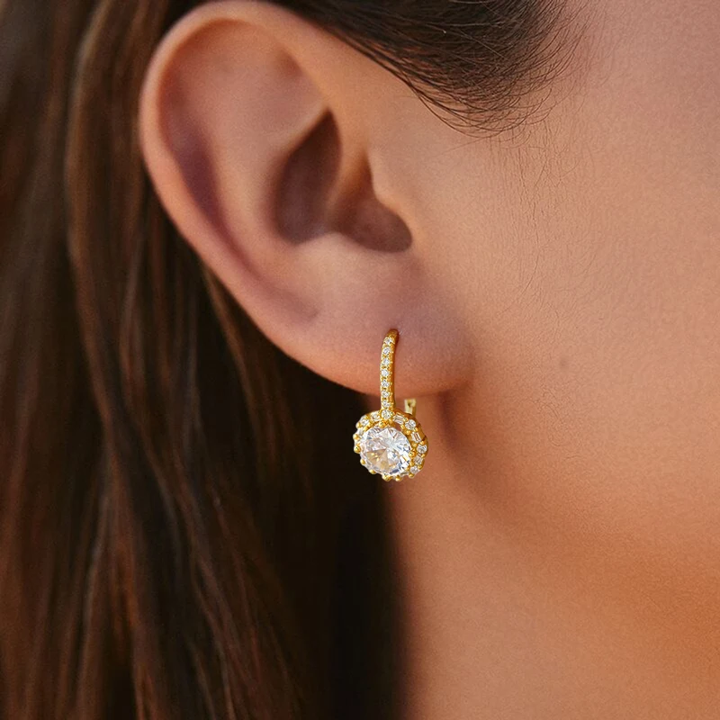 925 فضة رائع لامعة مشرق الوقت هوب أقراط للنساء المشاركة الزفاف الفاخرة عالية الجودة غرامة مجوهرات #5