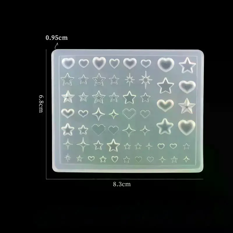 Créativité 3D coeur étoile pentagramme Silicone moule à ongles bricolage Nail Art décoration Transparent manucure modèle pour breloque des ongles