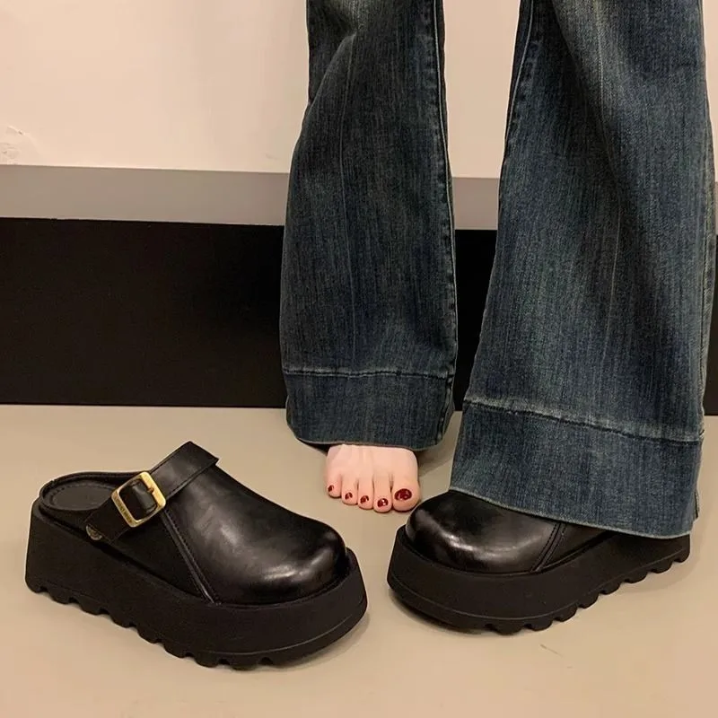 

Wear Baotou Slippers for Women's Platform Sole 2026 Spring New One-foot Slip-on Round-toe Cool Slippers