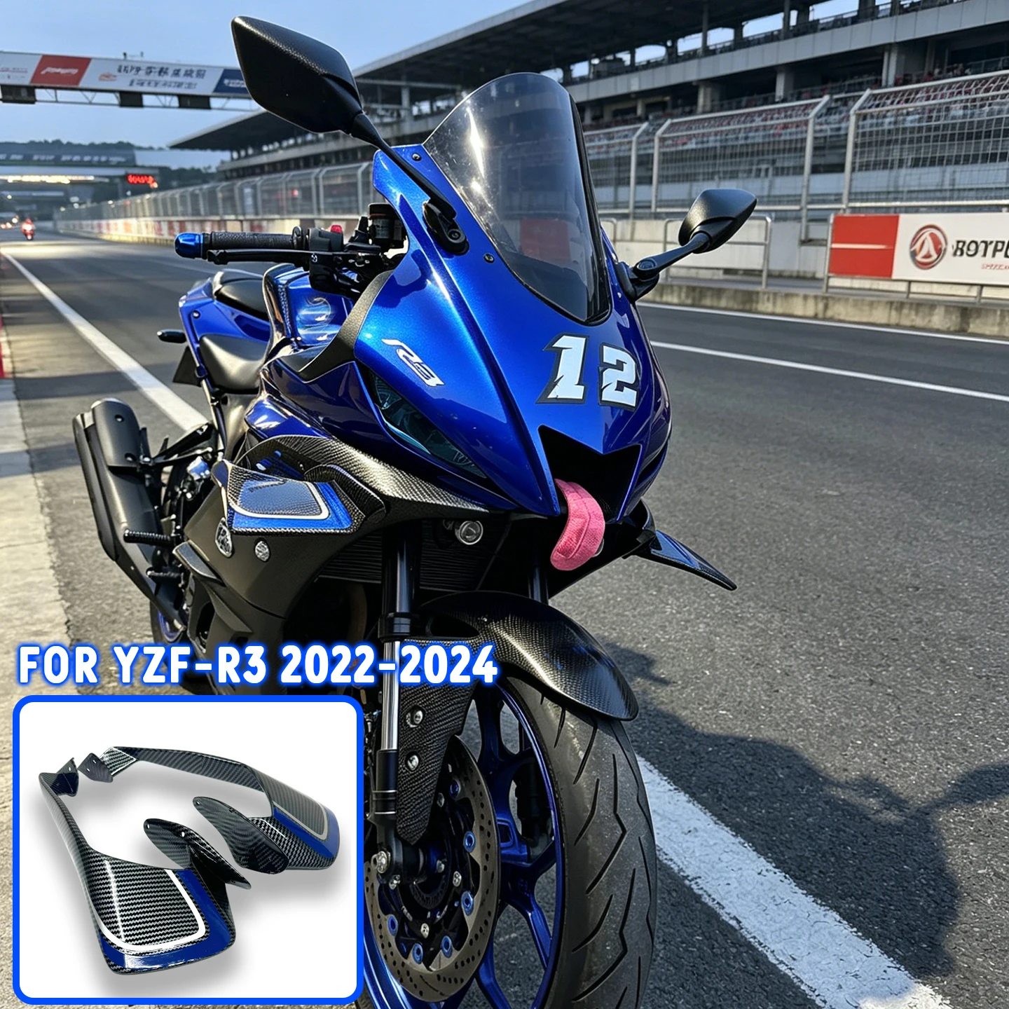 NEW R3 WINGLETKIT For Yamaha YZF-R3 2022-2024 Motorcycle Aerodynamic Wing Kit Side Wing Fixed Wing Spoiler Fairing Accessories