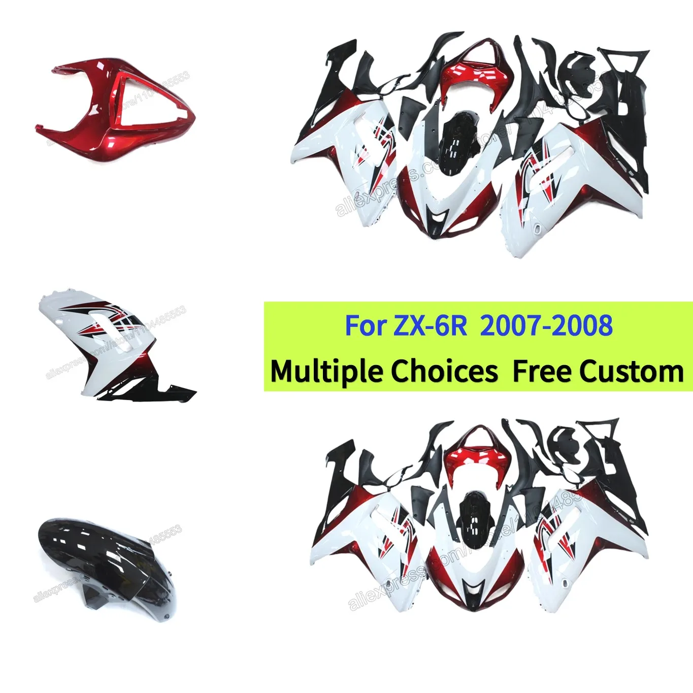 

For Kawasaki ZX6R ZX-6R 2007 2008 Fairing Kit | ABS Injection Molded Motorcycle Bodywork Set