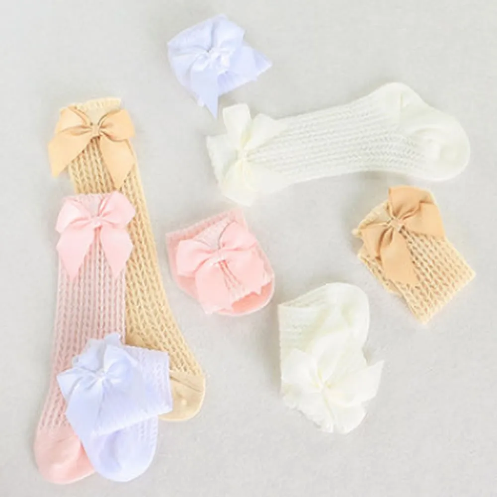 Baby Socks Cute Bowknot Infant Cotton Bows Girls Knee Sock Spring Summer Mesh Kids Infant Toddler Knee High Socks Sokken