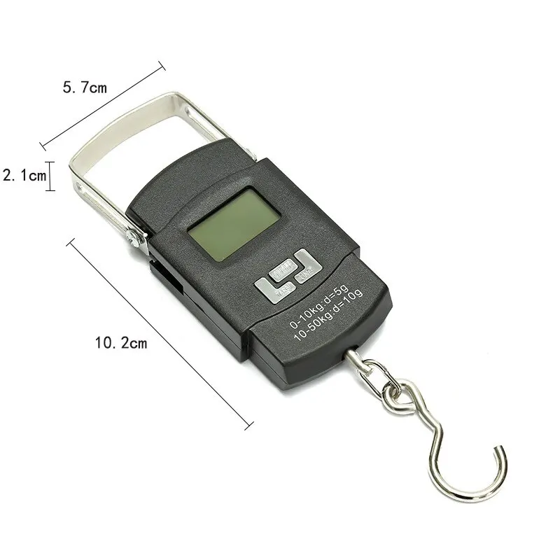 Black 50kg Portable Electronic Portable Luggage Scale LCD Digital Display Screen Express Delivery Scale Hook Mini Scale