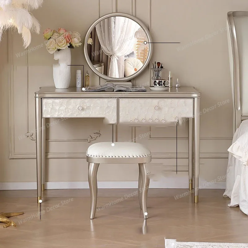 

Bedroom Makeup Dressing Table Organizer Women Mid White Century Vanity Table Desk Chair Comoda Pra Quarto Lounge Suite Furniture
