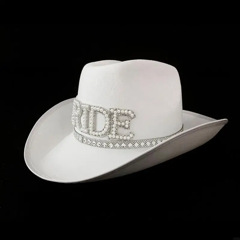 

39BD Shinning Bride Letter Cowgirl Hats Beach Hat Cowgirl Hats Western Fancy Dress Accessory