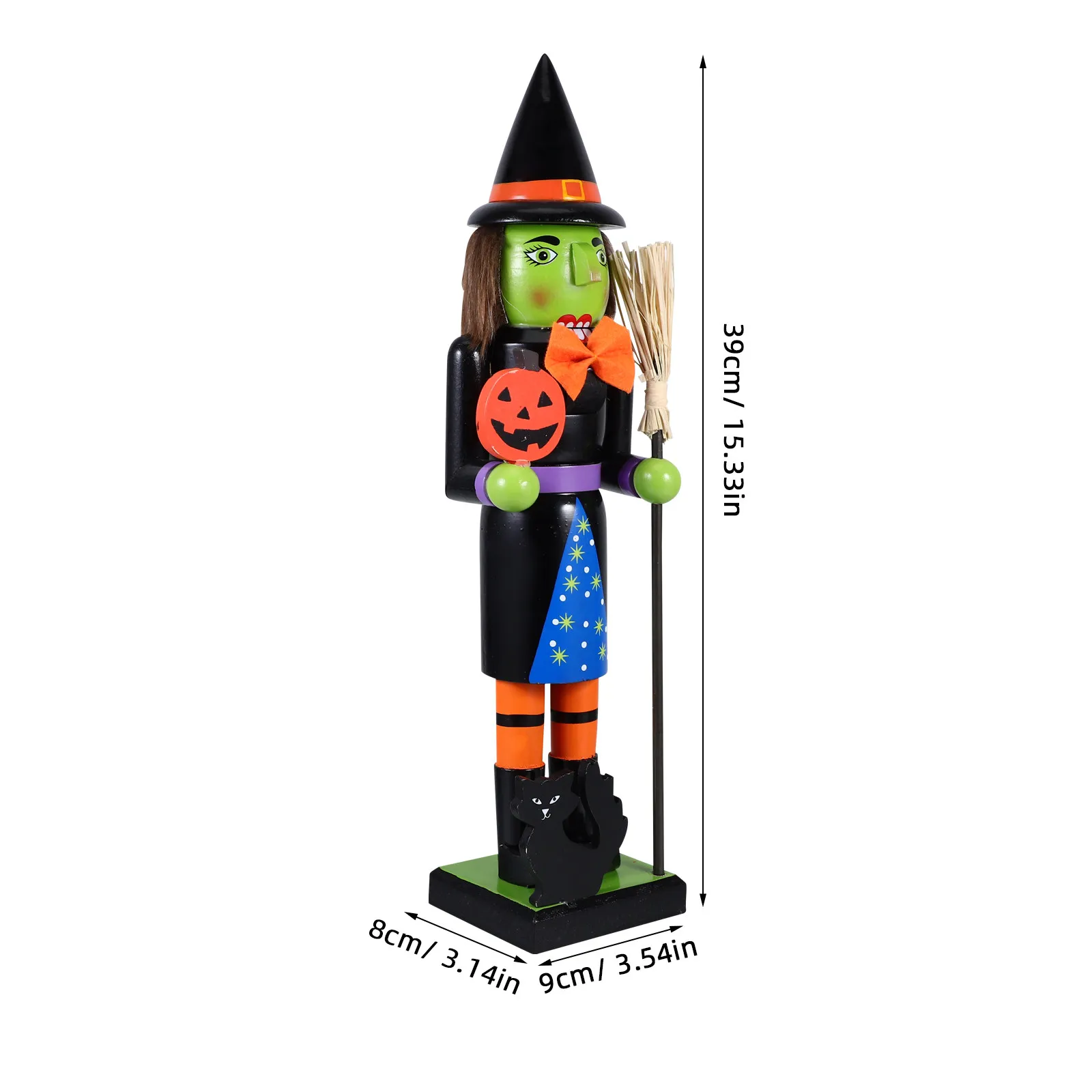 Handpainted Wooden Jack-O-Lantern Nutcracker Soldier Festive Halloween Decoration Spooky Indoor Ornament for Kitchen Shelf