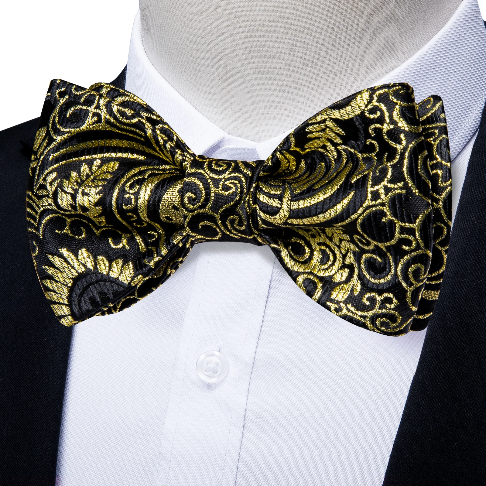 

Classic Gold And Black Jacquard Pasiley Bowties For Man Fashion Official Men's Bow Ties High Quailty Wedding Party Butterflynots