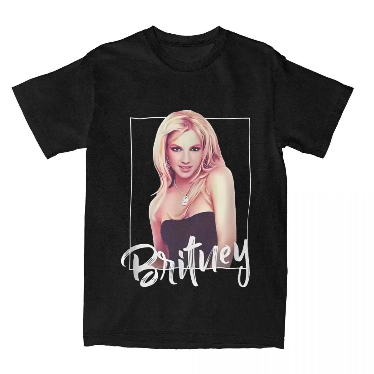 Mens T Shirt Britney Spears Singer T Shirts Trendy Cool Musician Beach Tee Shirt Vintage 100% Cotton Clothes Plus Size 5XL