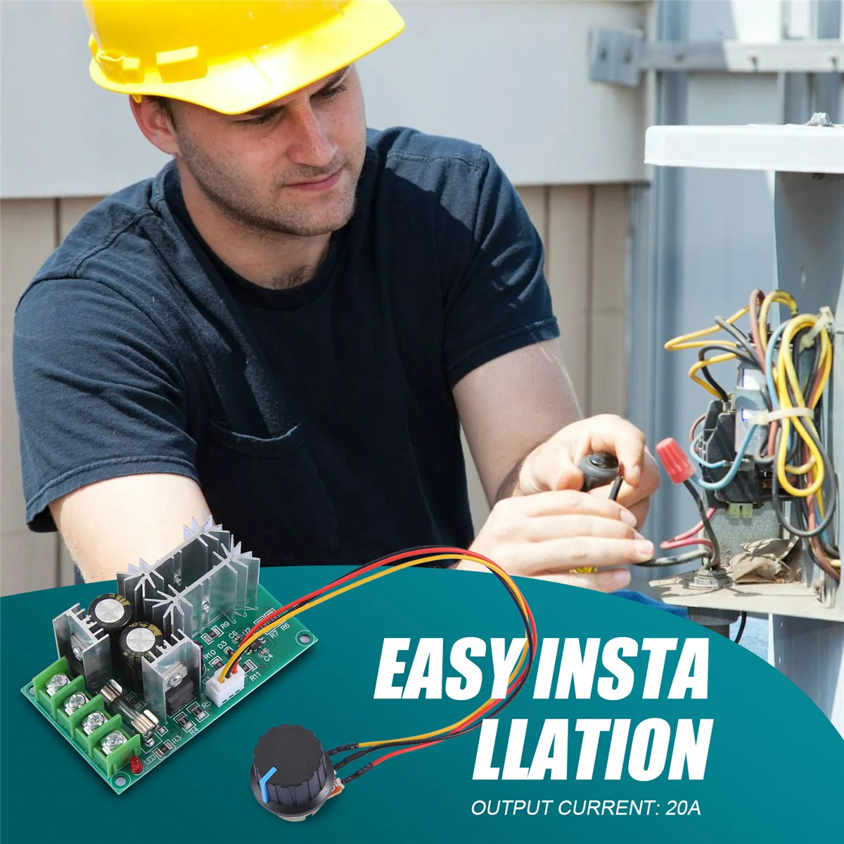 PWM DC 모터 속도 컨트롤러, 전위차계 노브 스위치 포함, 20A, 12V, 24V, 36V, 48V