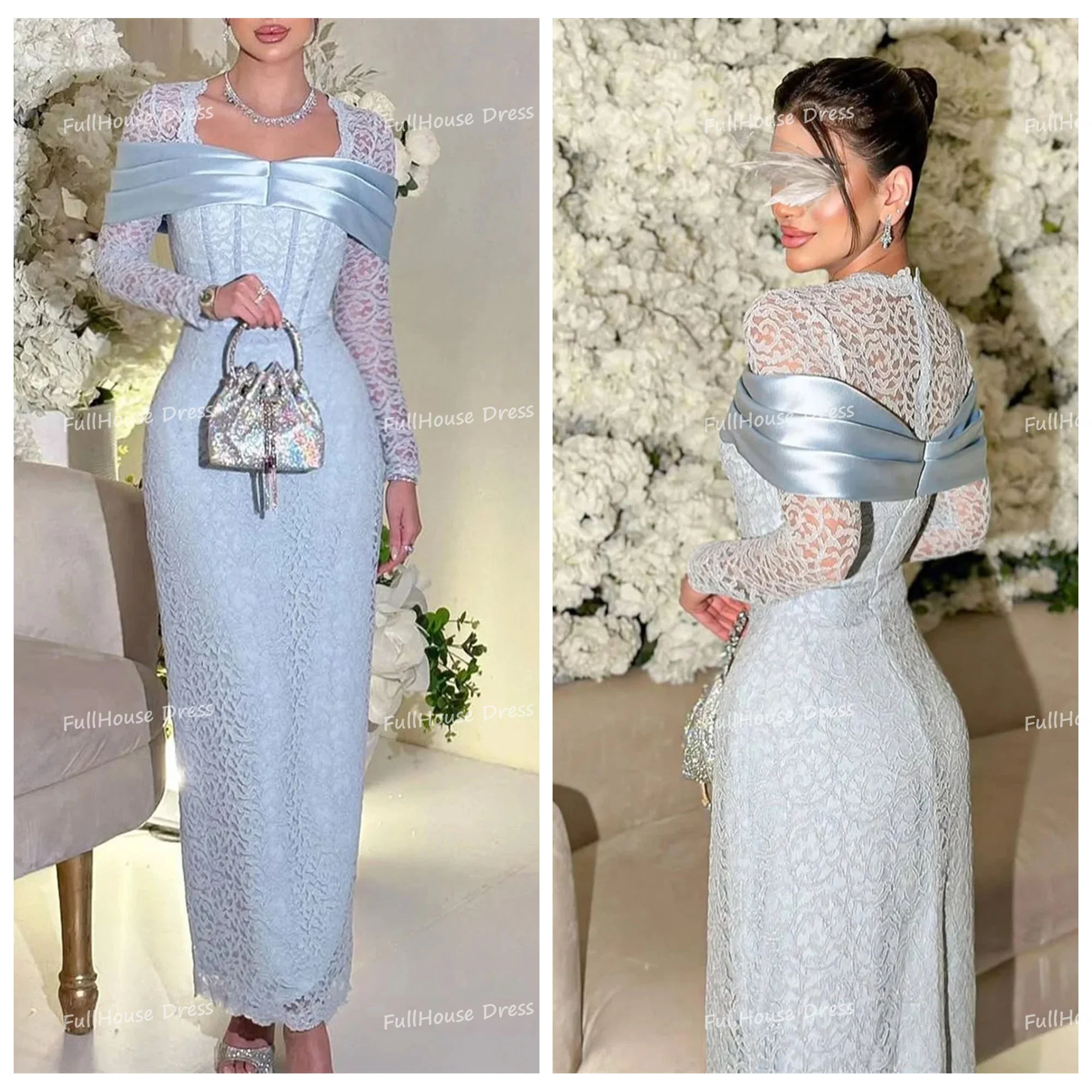 Graceful Lace Sheath Evening Gown