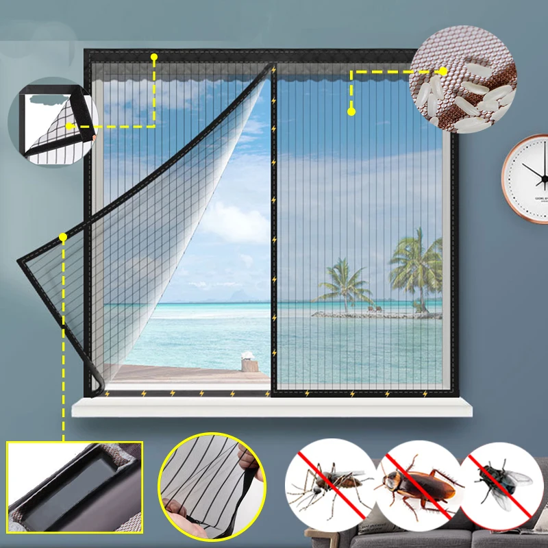 Magnetic Anti Mosquito Mesh for Window Curtain Window Mosquito Net Summer Fly Insect Screen Mesh Self Sealing Keep Bugs Out of R