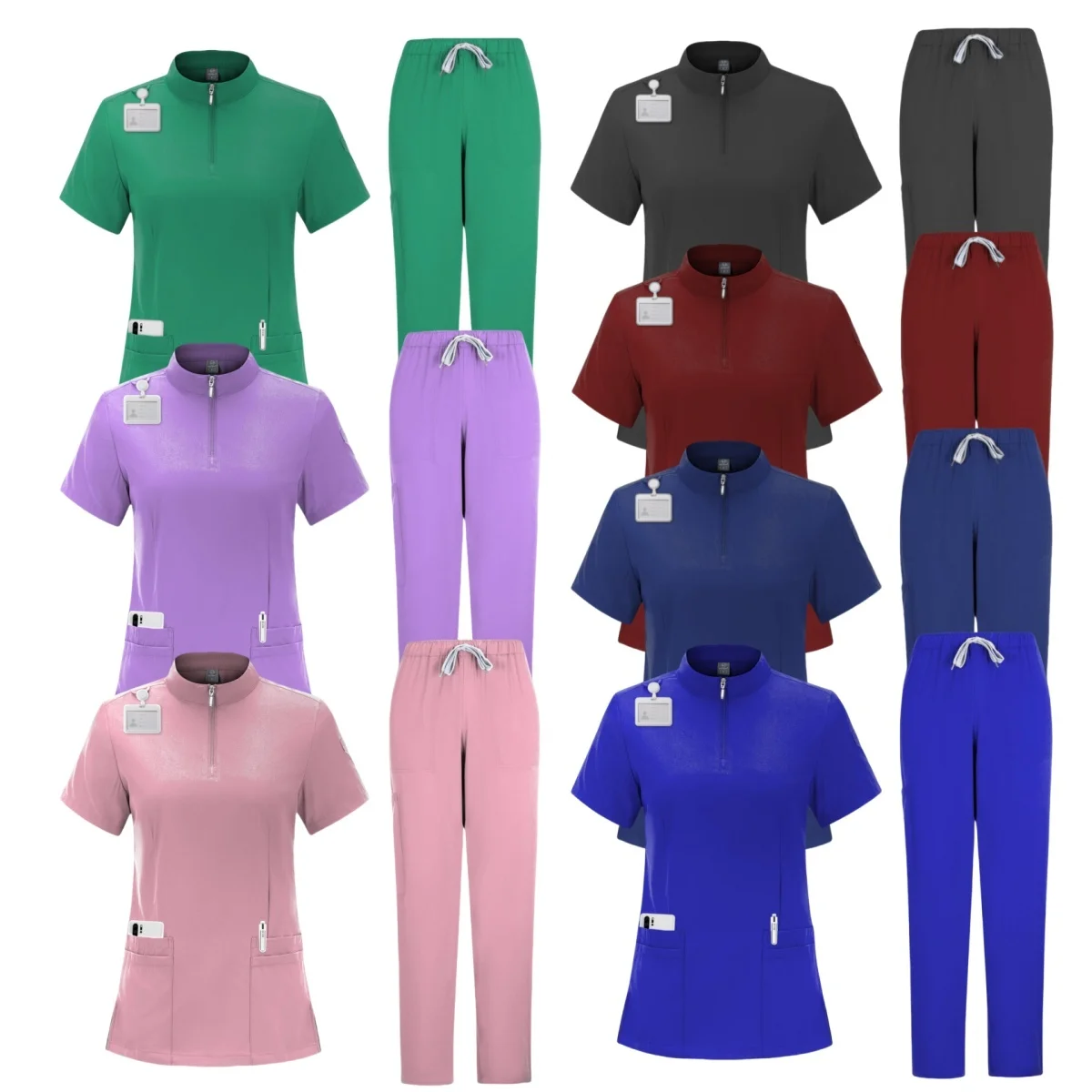 Unisex uniformes médicos para mulheres, V-Neck Enfermeira e Scurbs Set, Hospital e Médico Workwear, Cirurgia Oral e Odontológica Uniforme de Trabalho, manga curta