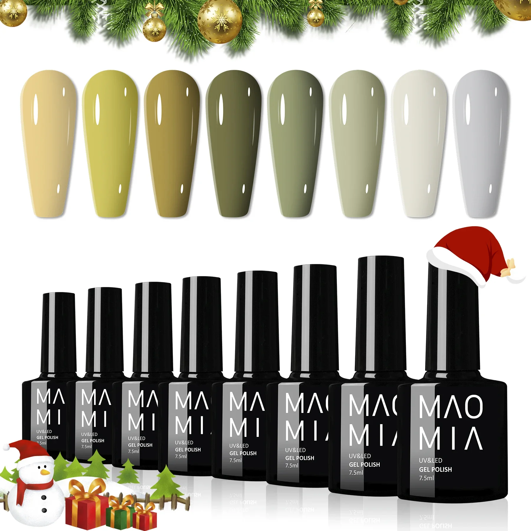 

Christmas Series 8 Colors Nail Polish Set Semi Permanent 7.5ML Glitter Nail Gel Varnish Top Coat Nail Art Decoration