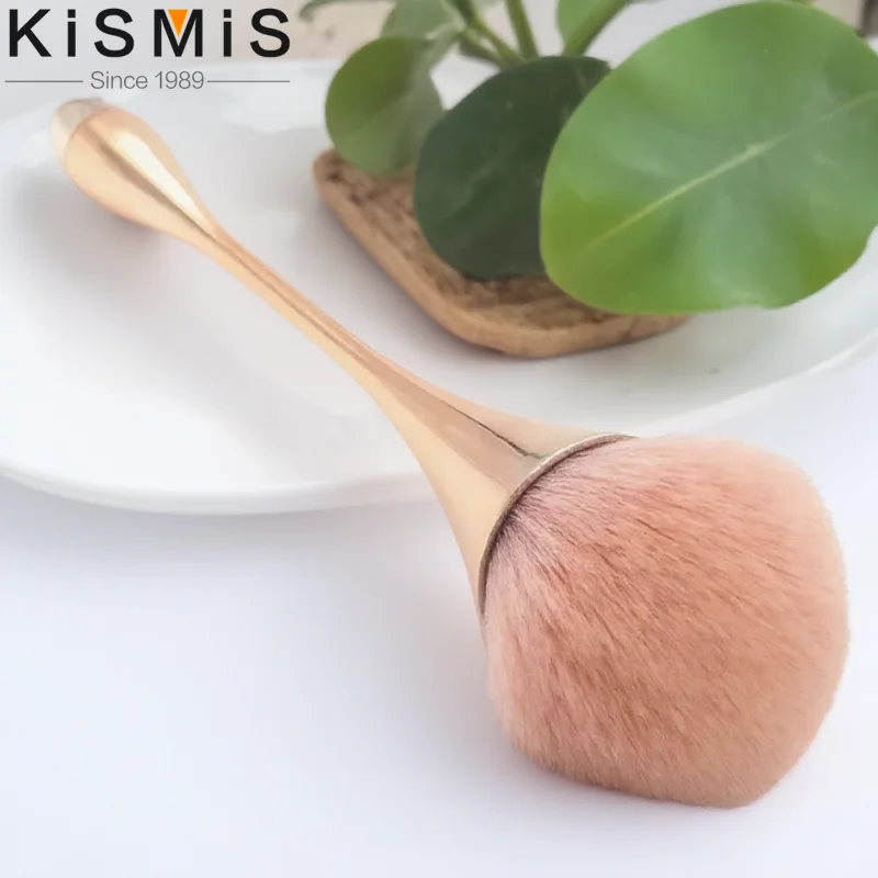 Pennello professionale per fard in oro rosa Strumento cosmetico in polvere morbida per pennello per fard per trucco viso di grandi dimensioni