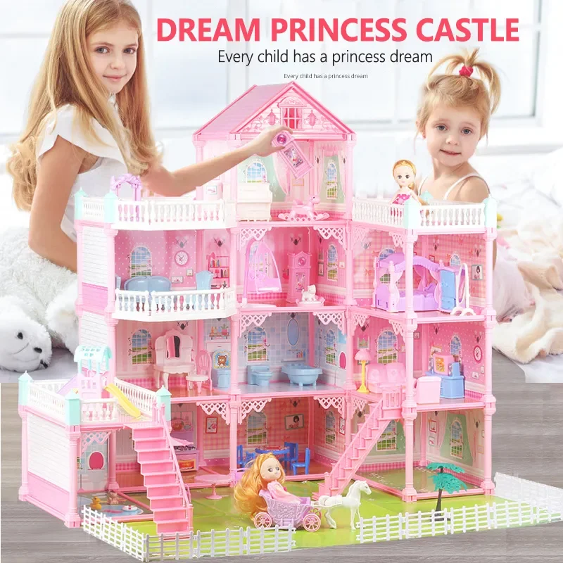 

Big Size Girls Princess Villa Toy Handmade Doll House Castle Diy House Toy Dollhouse Birthday Gifts Educational Toys