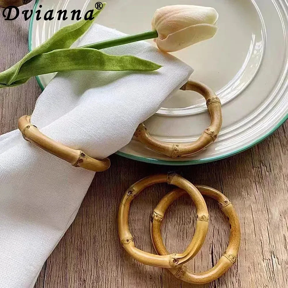 

6Pcs Bamboo Joint Napkin Rings Farmhouse Napkin Buckle for Christmas Halloween Thanksgiving Baby Shower Table Decor HWW56 250724