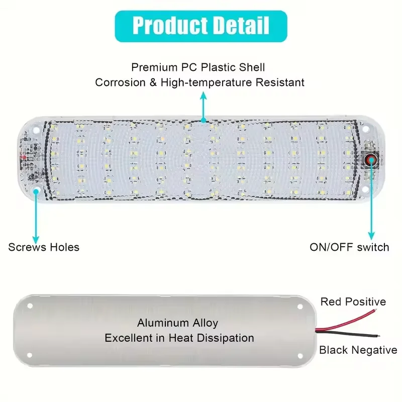 1PC Vehicle Interior Led Light Bar With Switch For Car Van Lorry Truck RV Camper Boat Indoor Car Ceiling White Light Dome Lights view 5