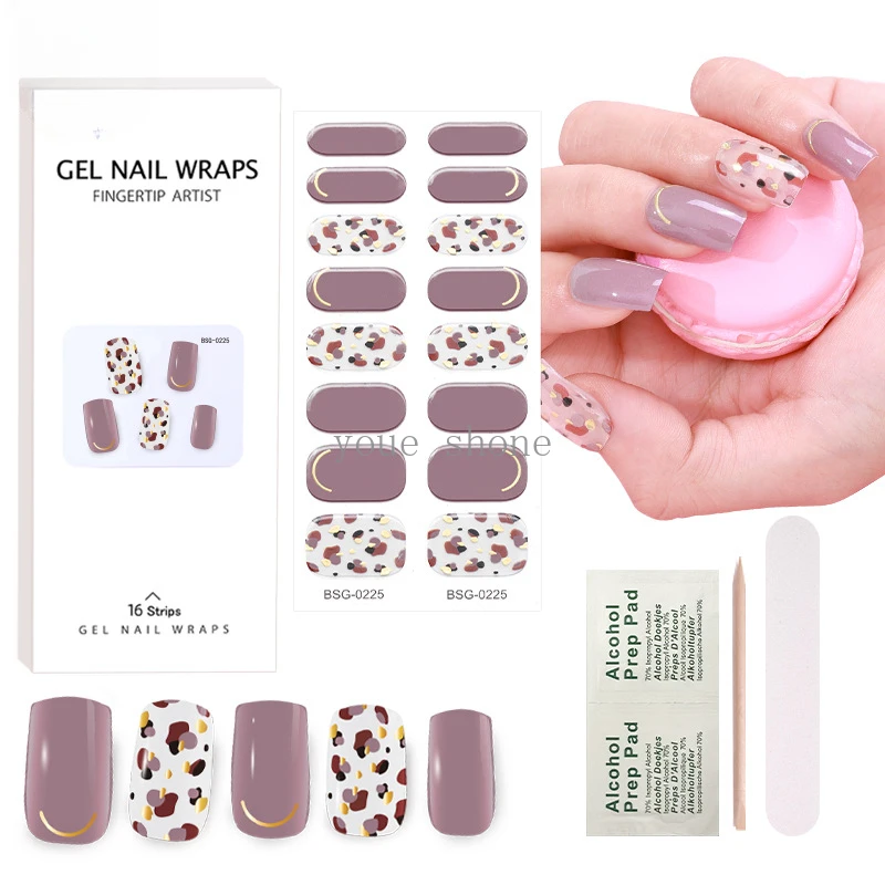 16Tips Semi-Geharde Gel Nagel Patch Zelfklevende Sliders Langdurige Volledige Dekking Nagel Stcikers Uv Lamp Nodig Nail Art Decoraties