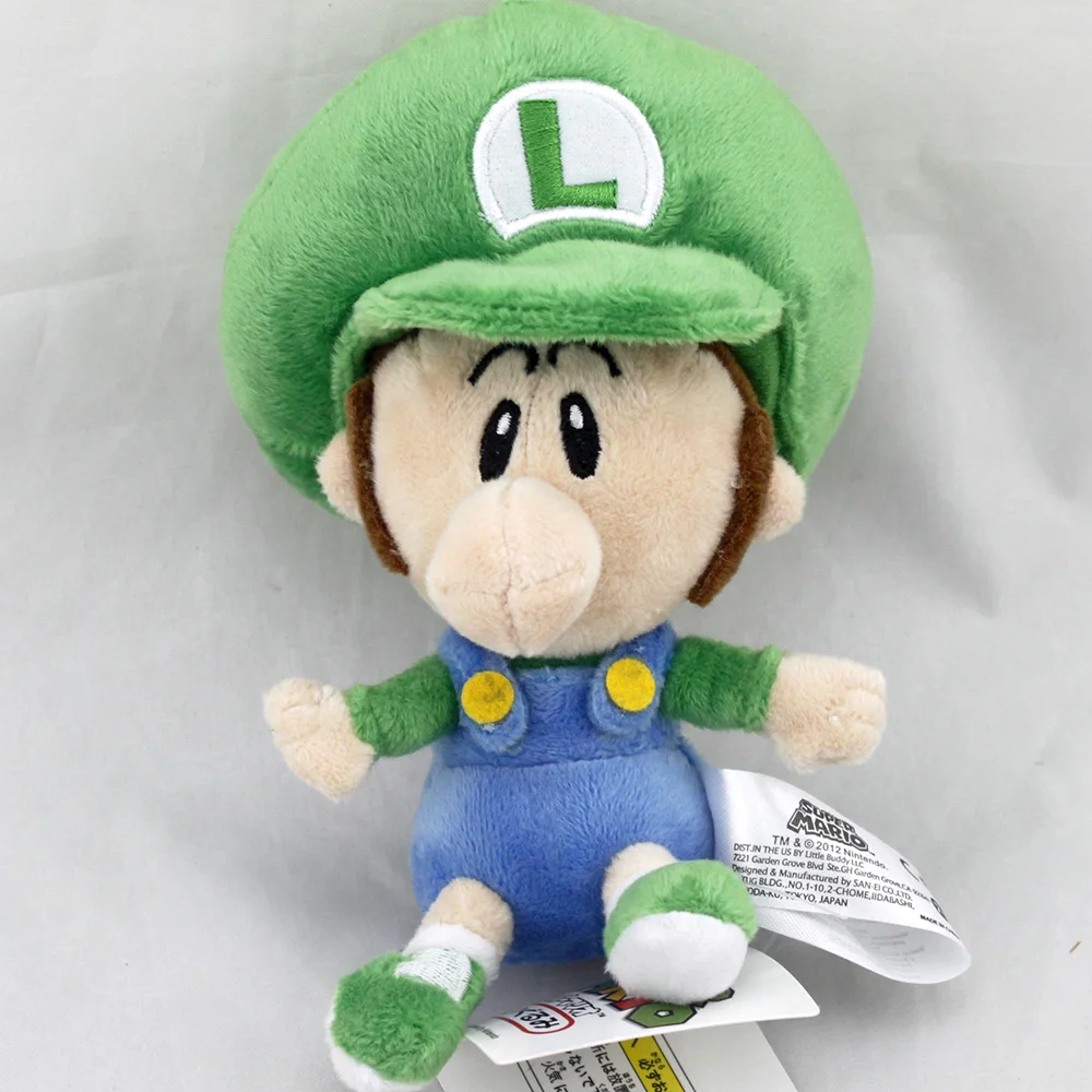 Super Mario Bros. Baby Luigi 5 inches Stuffed Animal , Nintendo Cartoon Game 3D worlds Odyssey Wonder Plush Toy Teddy Doll