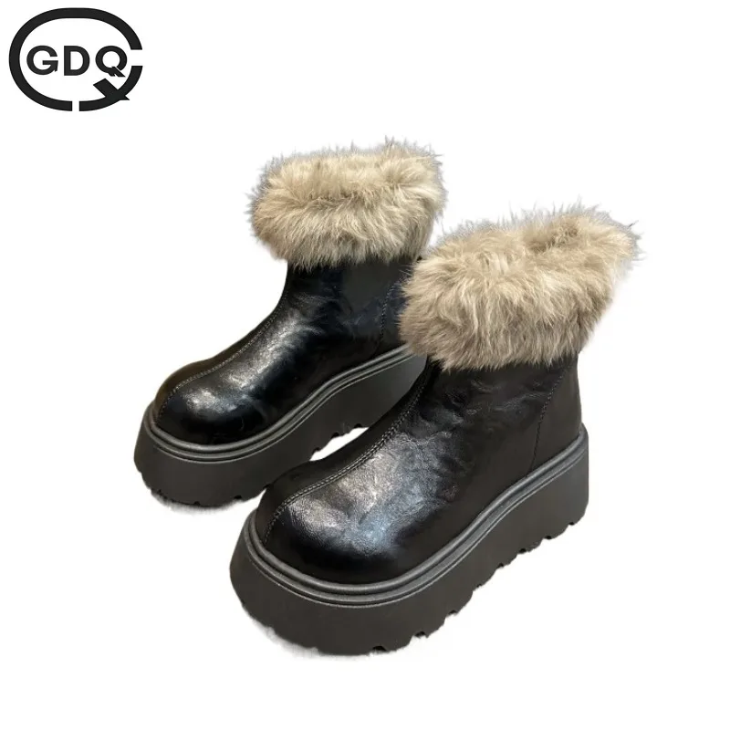 

GDQQ Platform Snow Ankle Boots Women High Heels Suede Shoes Woman 2024 Trend Winter Goth Brand Punk Motorcycle De Mujer Shoes