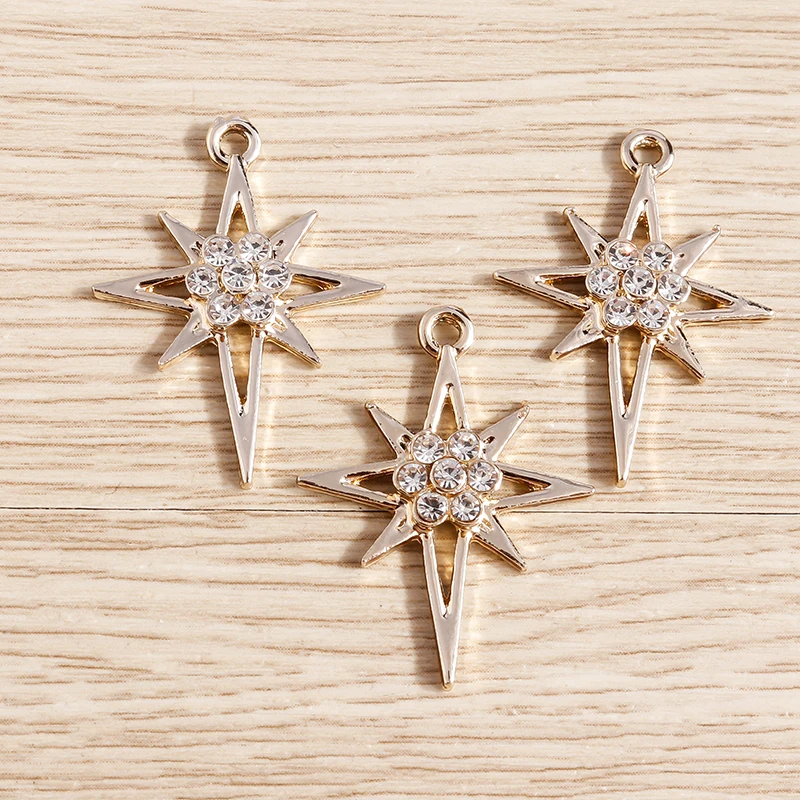 10 Stück 22x29mm süße Legierung Kristall Stern Charms Anhänger für Schmuckherstellung Tropfen Ohrringe Halskette DIY handgemachte Handwerk Zubehör – Detail 3
