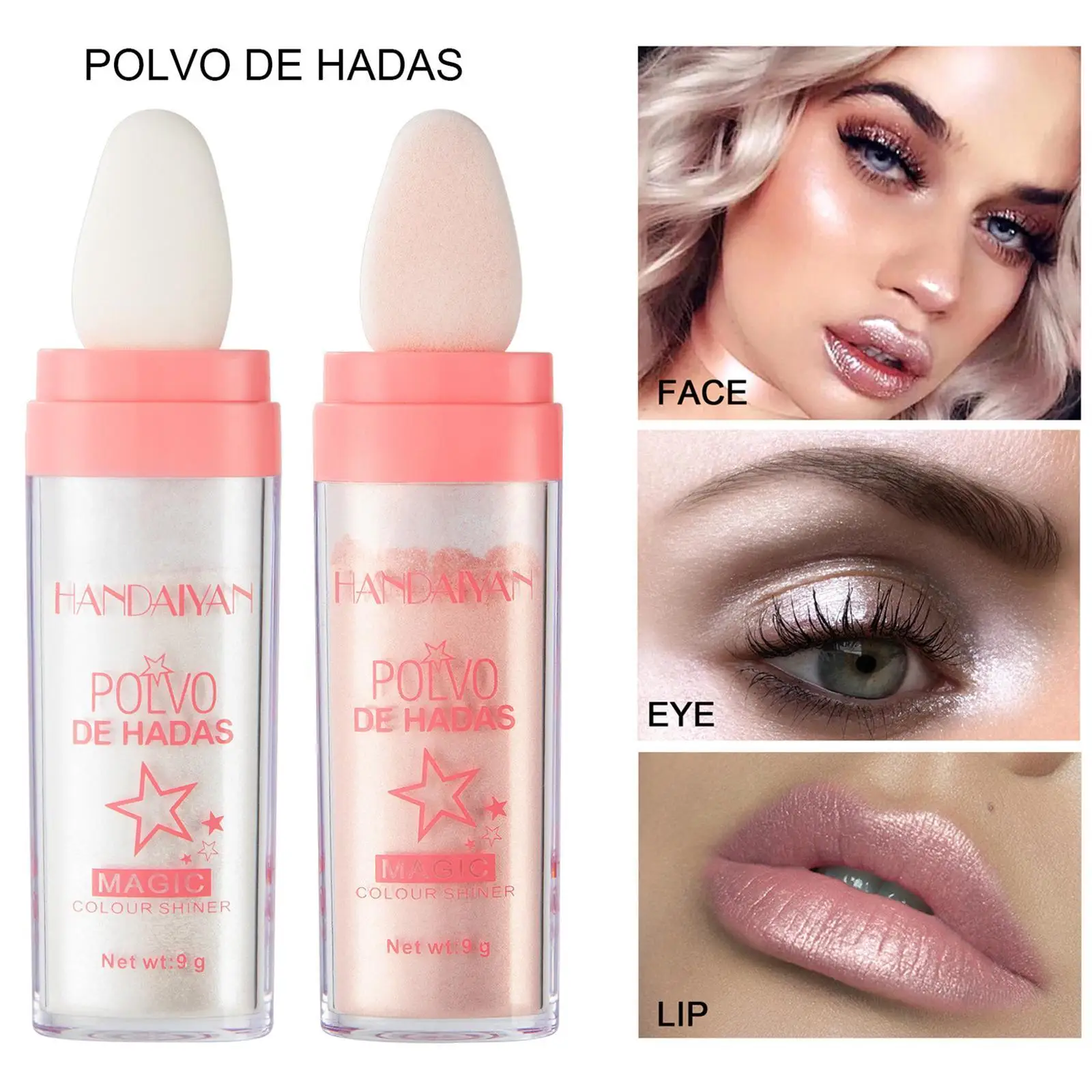 HANDAIYAN 3-kolorowy brokat w proszku Rozświetlacz Makijaż Ciało Rozjaśnia naturalny róż do twarzy Fairy Highlight Patting Powder