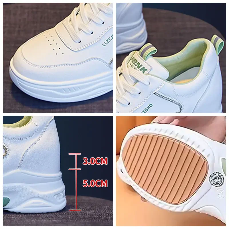 Fujin 8cm 2024 New Chunky Sneakers Shoes Autumn Breathable Summer Genuine Leather Platform Wedge Fashion Women Spring Vulcanize