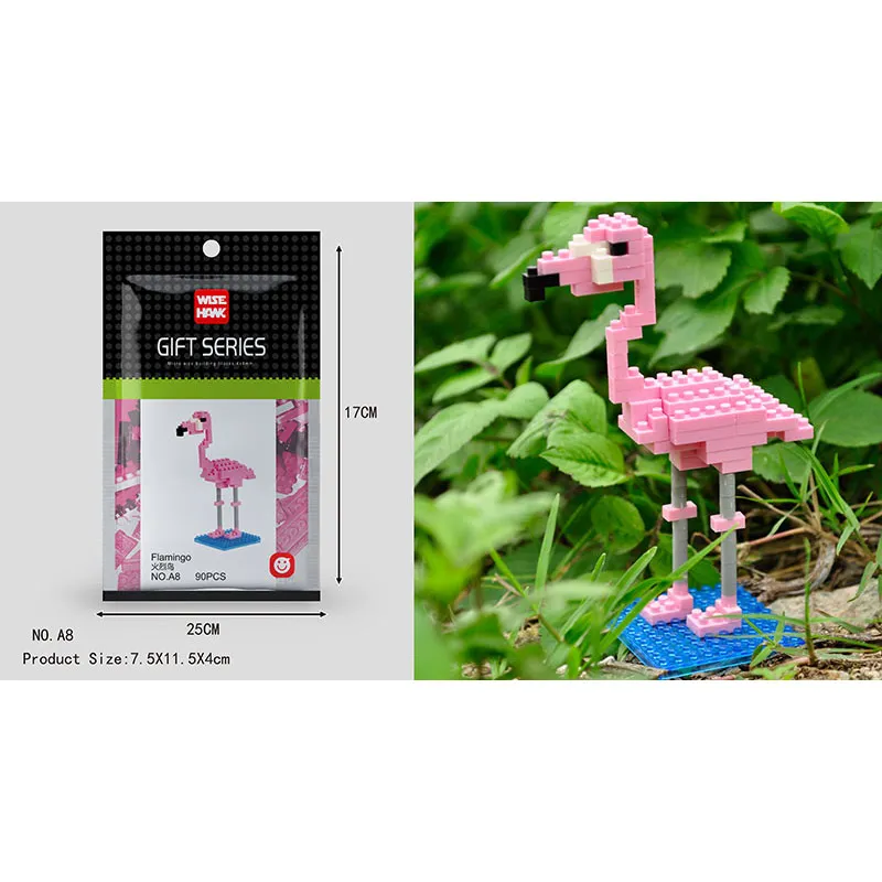 Wisehawk Diamond Mini Building Blocks Animal Toys Bag Bricks Dog Cat Penguin Panda Rabbit Series for Children Gifts