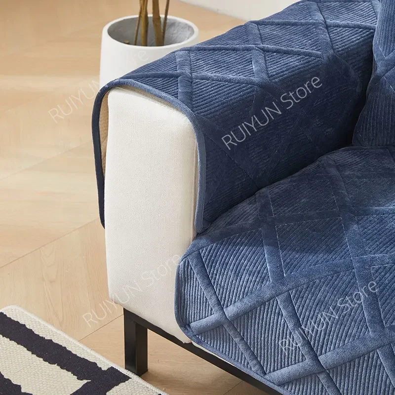 Solid Plaid Sofa Cover for Living Room Slipcover Sofa Couch Protective Cover Towel Anti-Slip Sofa Cushion Cover Mat 1/2/3/4 Seat