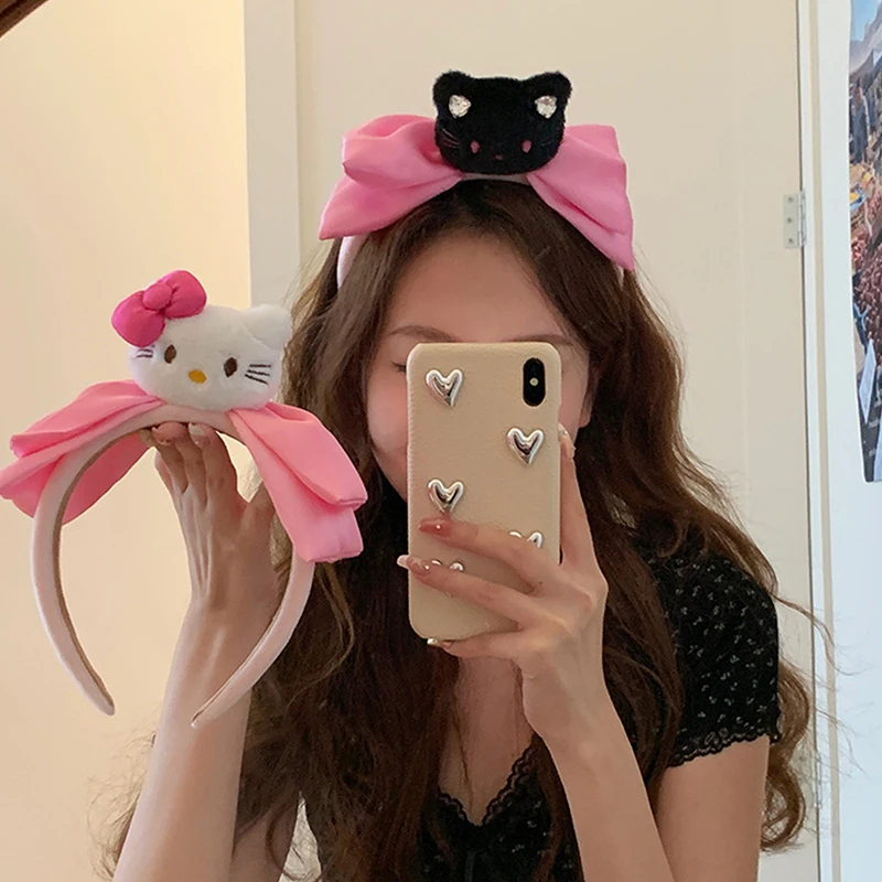 Kawaii Hello Kitty Headband Hair Rope Girls Make Up Wash Face Headwear Tool Y2K Style Gifts