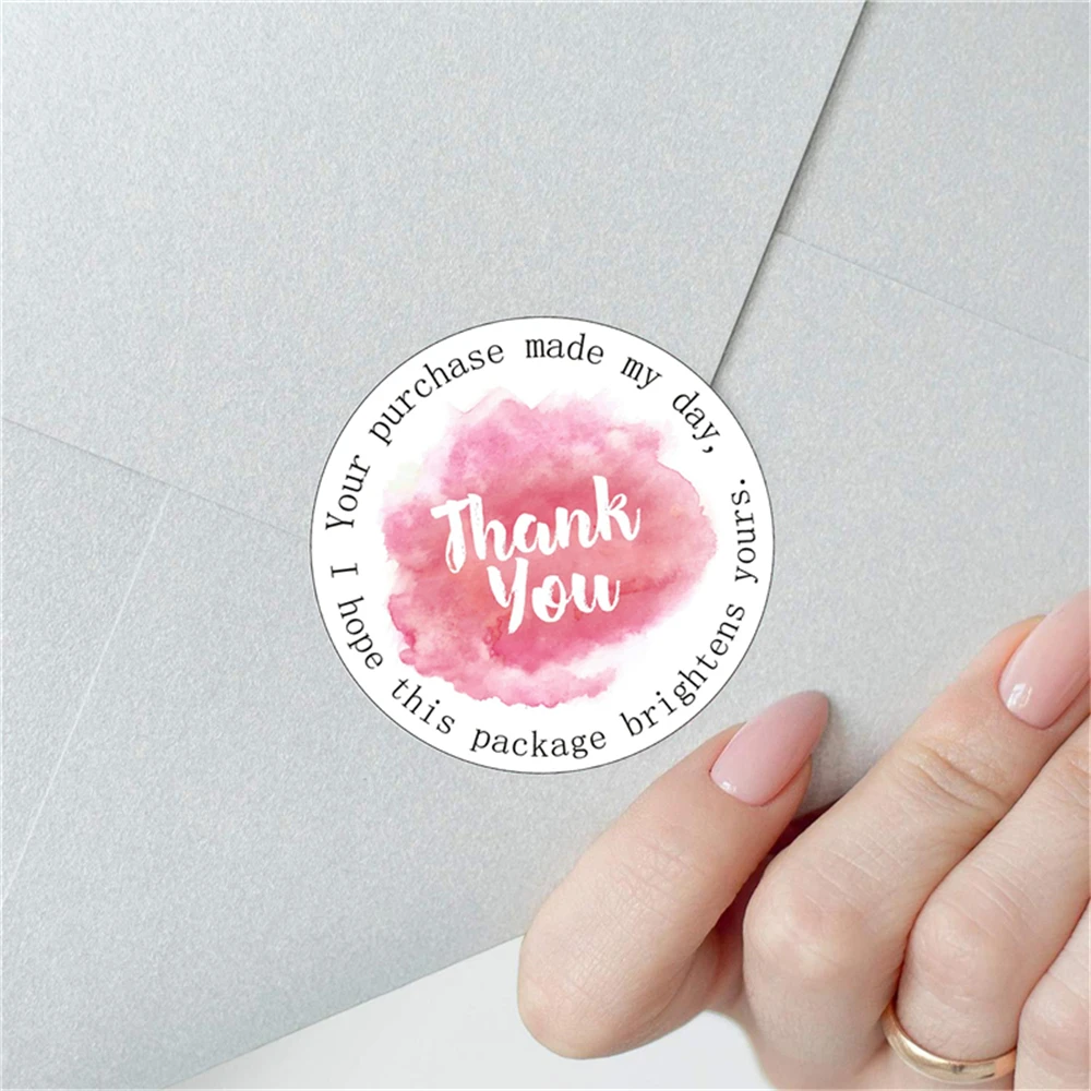 500 Buah 1 Inci Stiker Terima Kasih Merah Muda untuk Pesanan Anda Kertas Buku Harian Stiker Buku Tempel Buatan Tangan Label Segel Dekorasi Hadiah Pesta