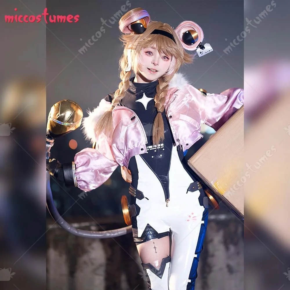

miccostumes Women's Emily Cass Cosplay Costume Jumpsuit Jacket with Leg Socks and Headband Halloween Cosplay Costumes