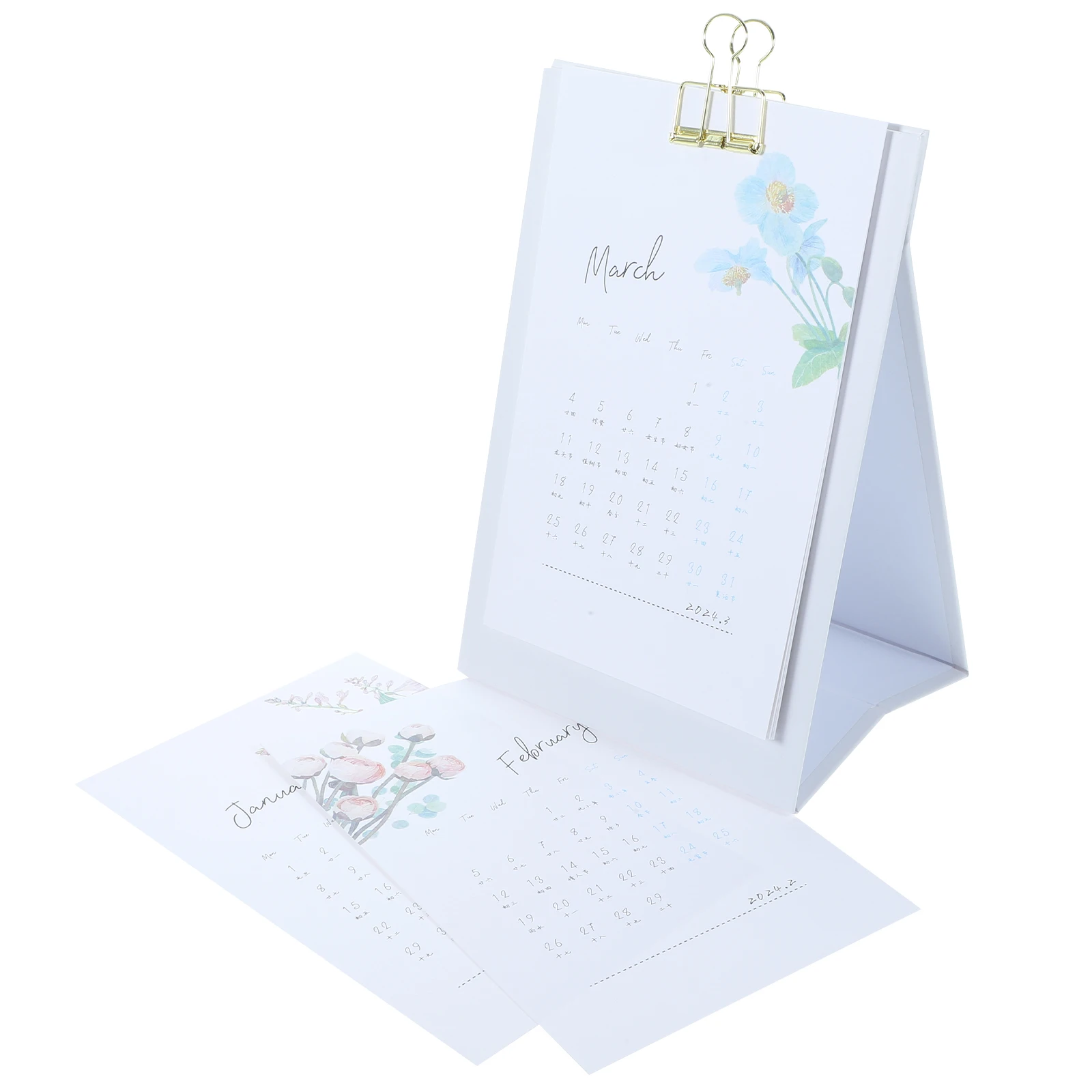 

2024 Small Desk Desktop Office Standing Table Calendar Cute Decorative Countdown Calendar Sturdy Fresh Design Home Office Supply