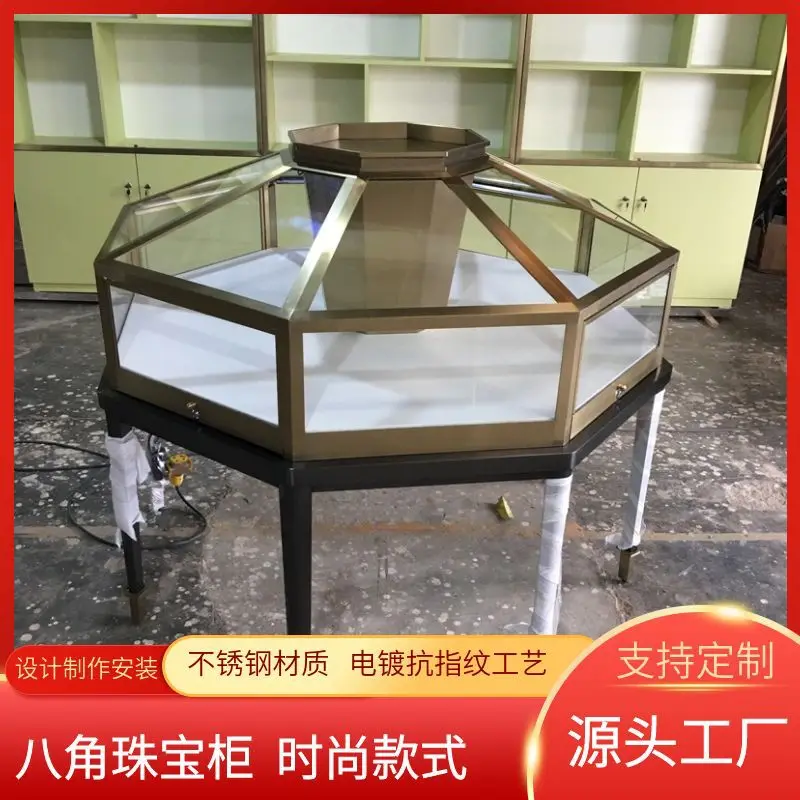 

Customized. Octagonal Jewelry Showcase Special-Shaped Jewelry Watch Jade Showcase Shopping Mall Middle Island Cabinet Metal
