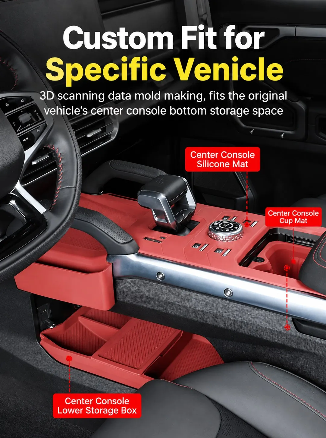 For Jetour Traveler 2023-2026 Center Console Lower Storage Box Silicone Anti-dirty Control Organier Tray Interior Accessories