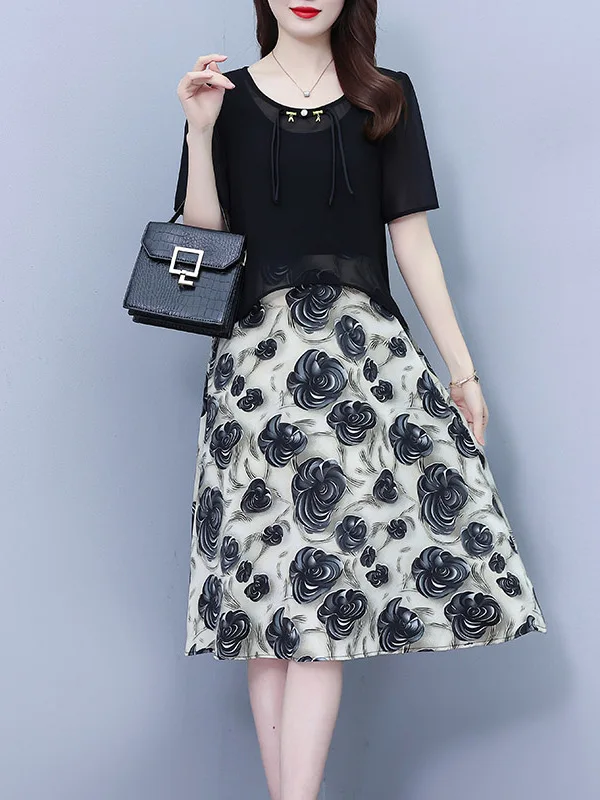 Novo chinês sle feminino dr verão 2025 tamanho grande na moda ort sve a linha saia de cintura alta impresso casual confortável