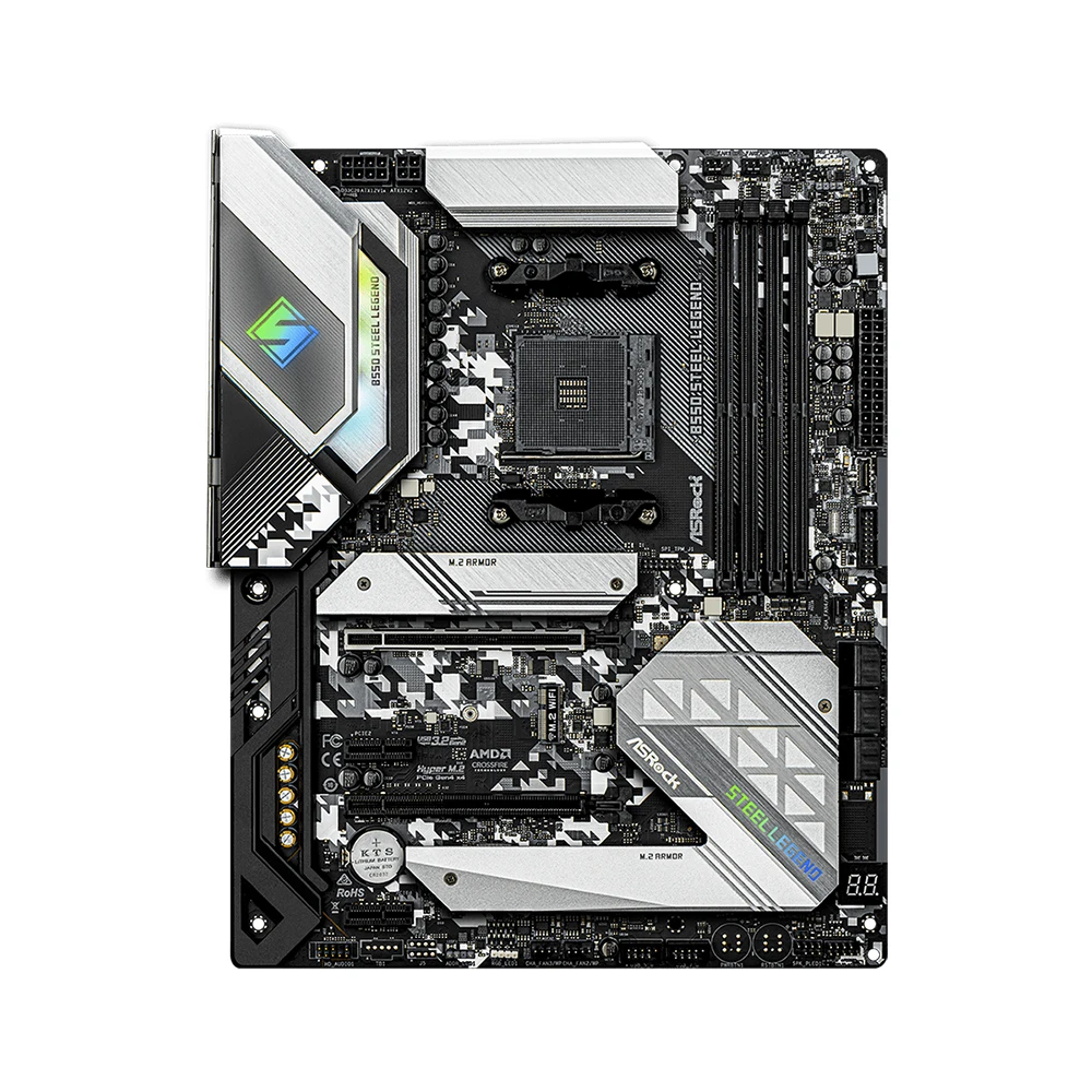 اللوحة الأم ASRock الجديدة B550 Steel Legend AMD AM4 تدعم 5800X3D 5700X 5600G CPU 4xDDR4 4533MHz 128GB M.2 HDMI PCIe4.0 ATX #3