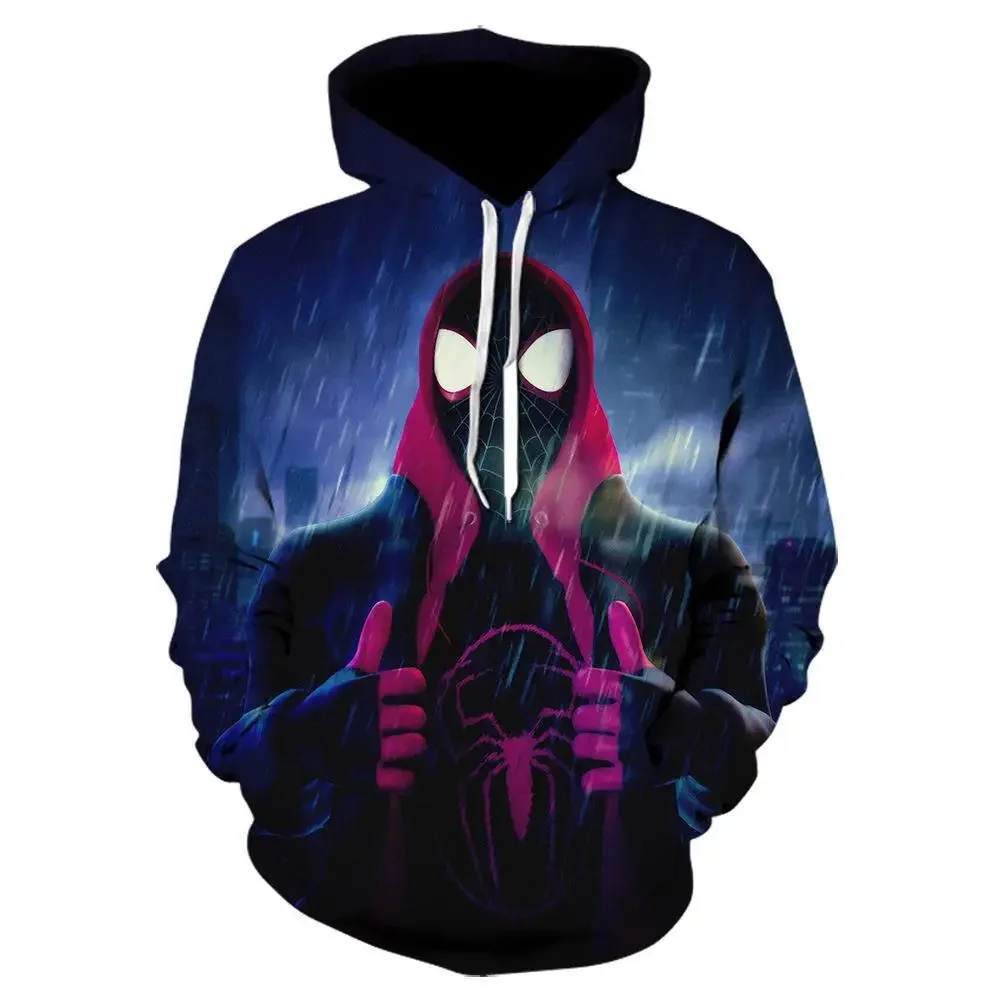 Spring and Autumn Men\'s Hoodies Sweatshirts Marvel Spider-Man 3D Printed Long Sleeve Tops Outdoor Sports Men\'s Sweatshirts