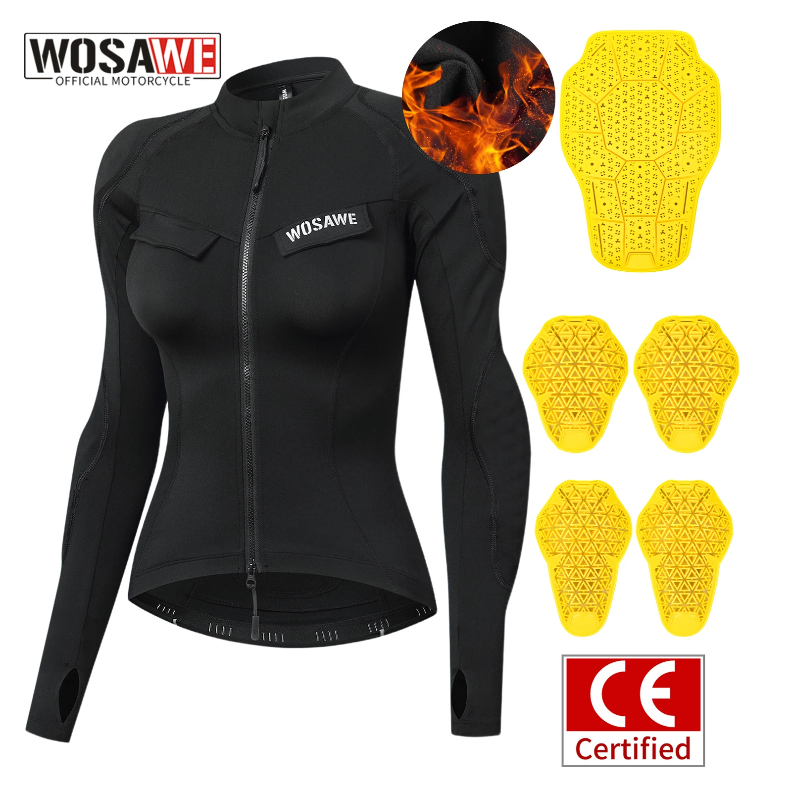 

WOSAWE Winter Motorcycle Jacket with Removable Soft Protective Gear CE Certified Shoulder Elbow Women Moto Racing Clothes Warm