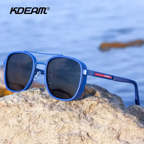 KDEAM Gafas de sol formales para hombres de negocios polarizadas TR90 Material de alta calidad Gafas de moda Conducir Caja de transporte incluida
