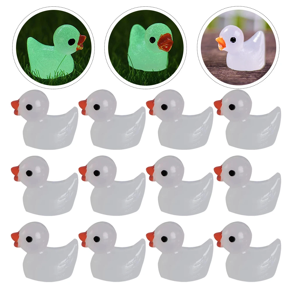 100 قطعة بطة مضيئة الحلي مصغرة تماثيل راتينج شخصيات حيوانات منزل الحيوانات الطفل الصغيرة