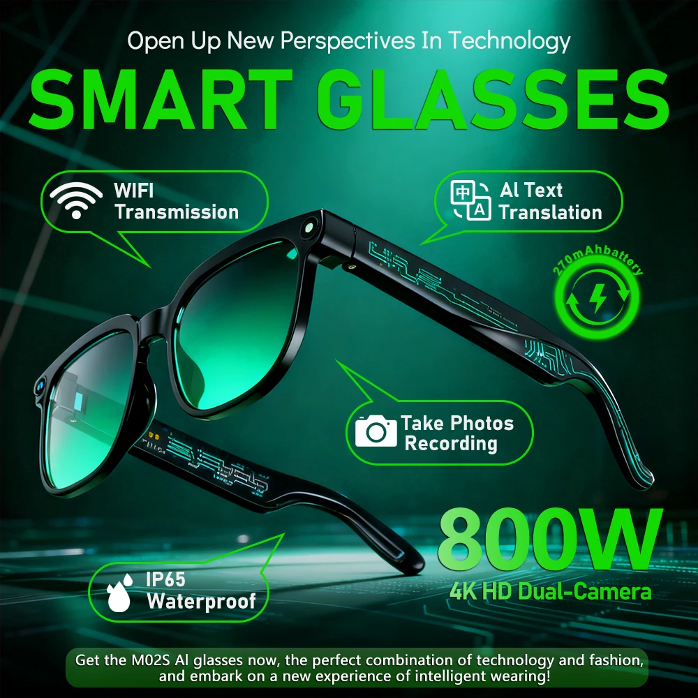 

2026 New Color-Changing AI Smart Glasses 800W Camera Men Translation Glasses Waterproof Video Photo Recording Smart Sunglasses