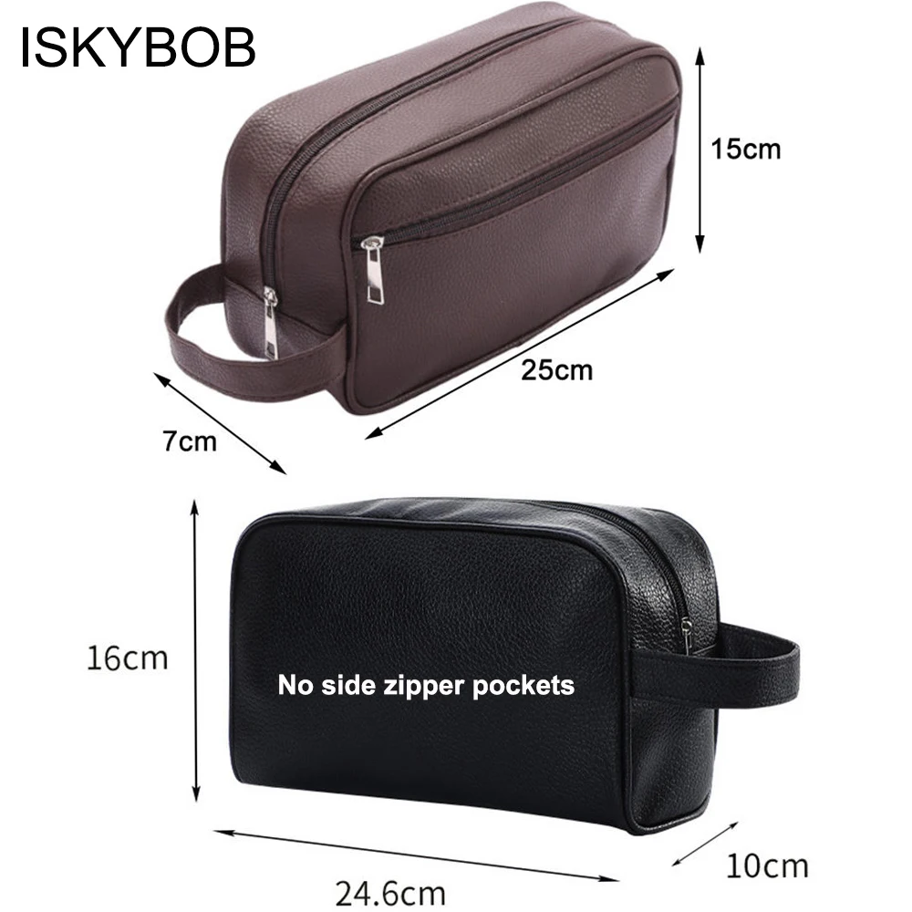 Borsa per cosmetici da viaggio da uomo borse per il trucco con cerniera borsa da toilette da viaggio in pelle PU custodia per cosmetici Organizer grande capacità nuovo